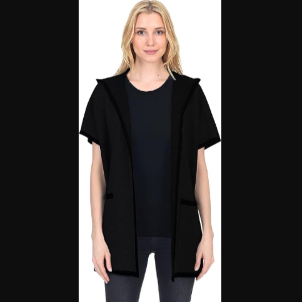 NWT State Fusio Cashmere & Merino Wool Hooded Cardigan Sweater, Medium